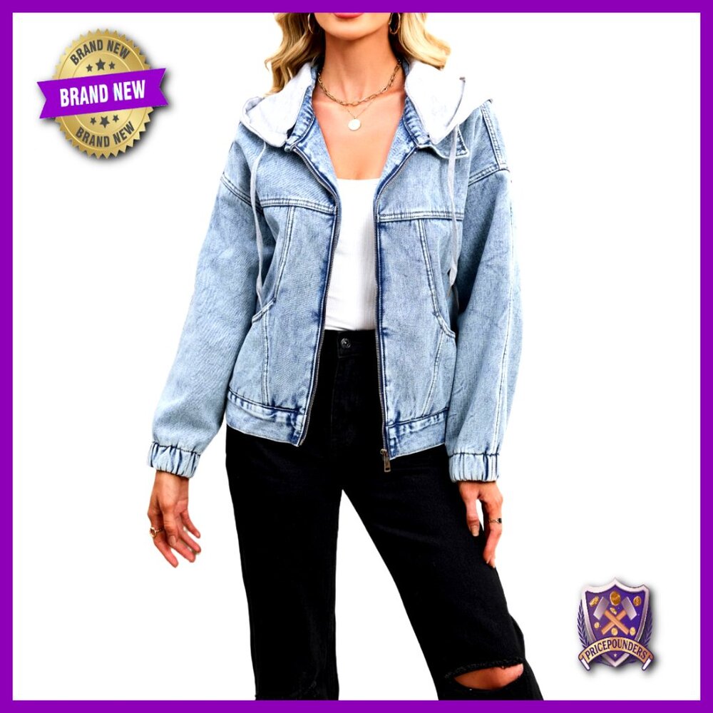 Oversized Sherpa-Lined Denim Hoodie Jacket Cozy Winter Streetwear Chic